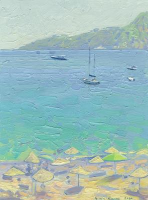 Yachts and umbrellas on the beach (Boats And Yachts). Kozhin Simon