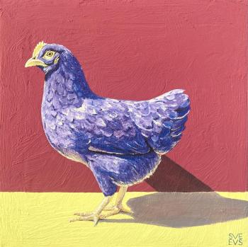 Purple Chicken on Burgundy. Evseeva Svetlana