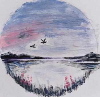 Birds over the lake. Virnaya Olga