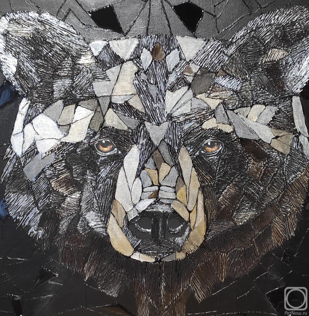 Bocharnikova Natalya. Portrait of a bear. Acrylic mosaic