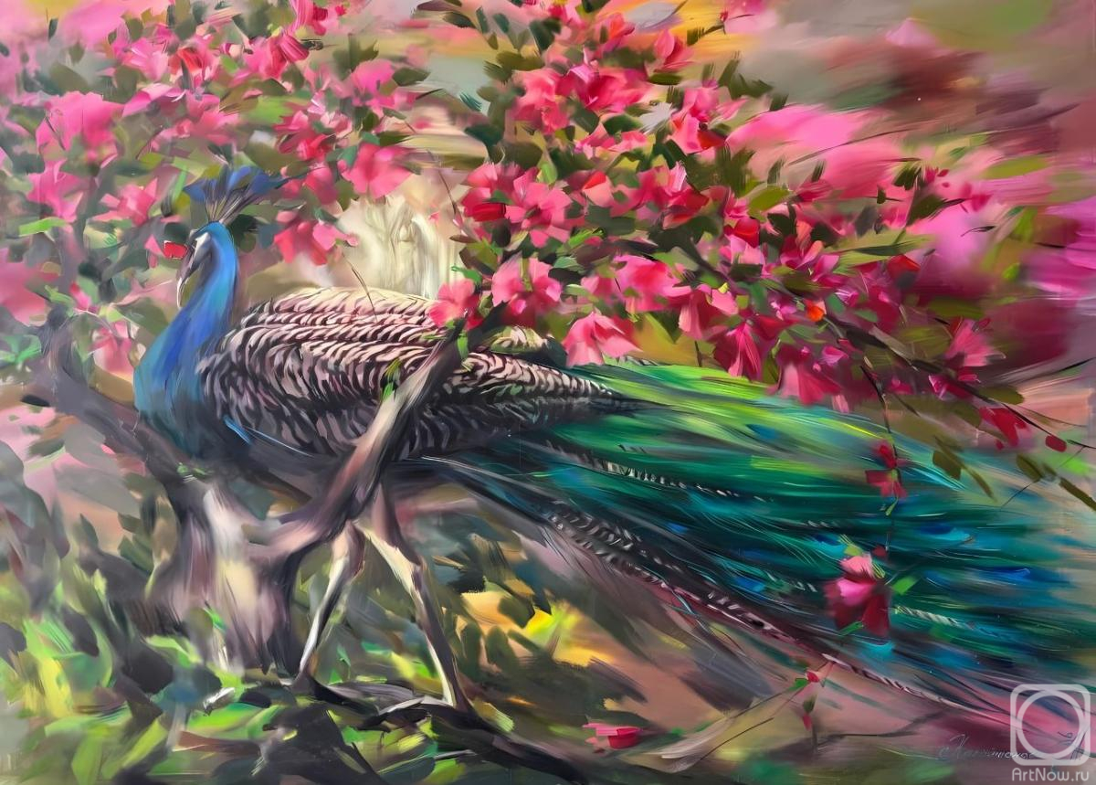 Anderson Elena. Peacock and Magnolia
