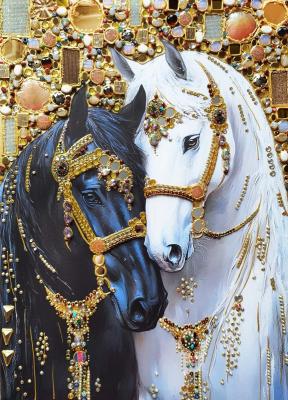Horses. Love painting with precious stones. Bast Irina