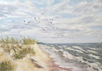 The first hours of sunset (Dunes By The Sea Painting). Prosper Irina