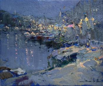 The seashore sleeps. Twilight.