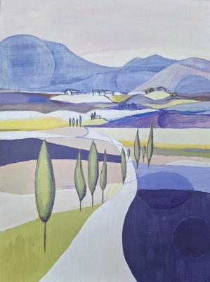 Lavander Geometric Landscape. Levchenko Ekaterina