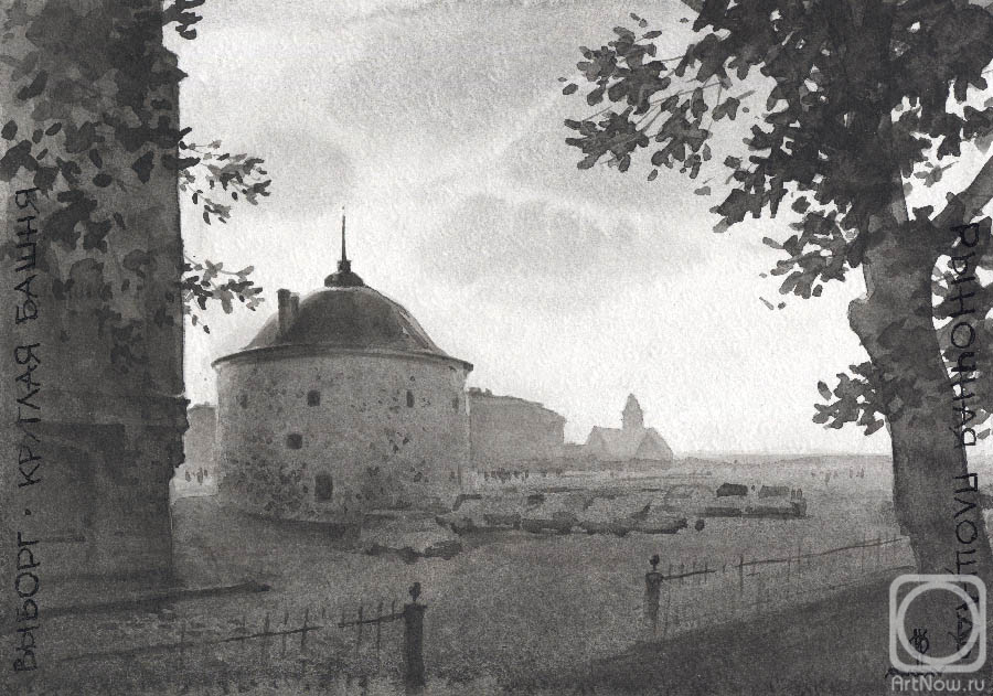 Eldeukov Oleg. Vyborg. At sunset. Round Tower and Market Square