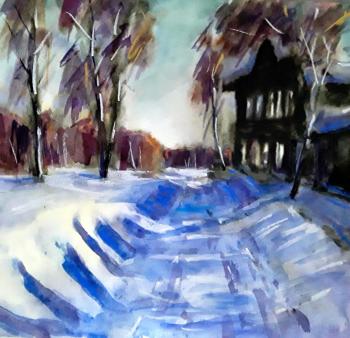 Covered the alley with snow. Knecht Aleksander