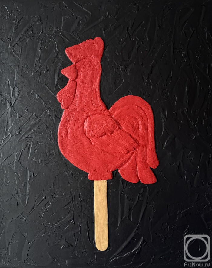 Novikova Viktoriya. Cockerel on a stick