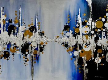 Blue Silver Gold Abstract with Circles. Postnikova Oksana
