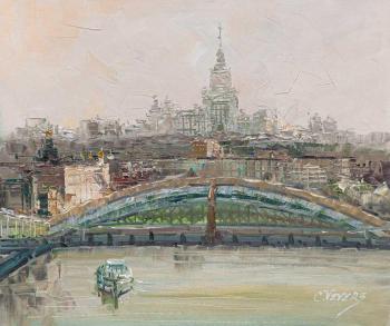 Morning Fog in Moscow. Bohdan Khmelnytsky Bridge. Vevers Christina