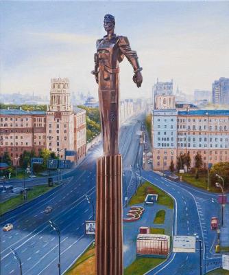 Zero gravity point. Monument to Yuri Gagarin on Leninsky Prospekt. Kamskij Savelij
