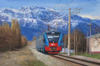 Electric train EP3D in Uzbekistan. Kamskij Savelij