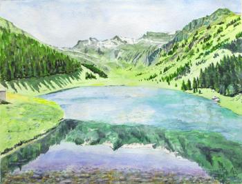 Alpine lake (Aquarelle). Lebedev Vladimir