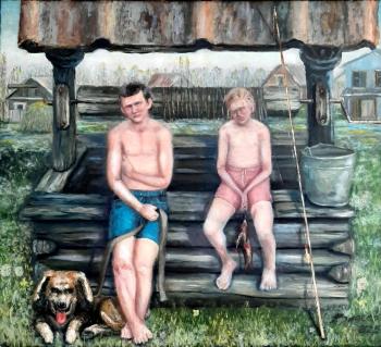 In front of the well