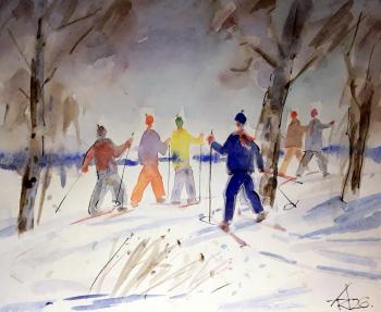 On a ski trip. Knecht Aleksander