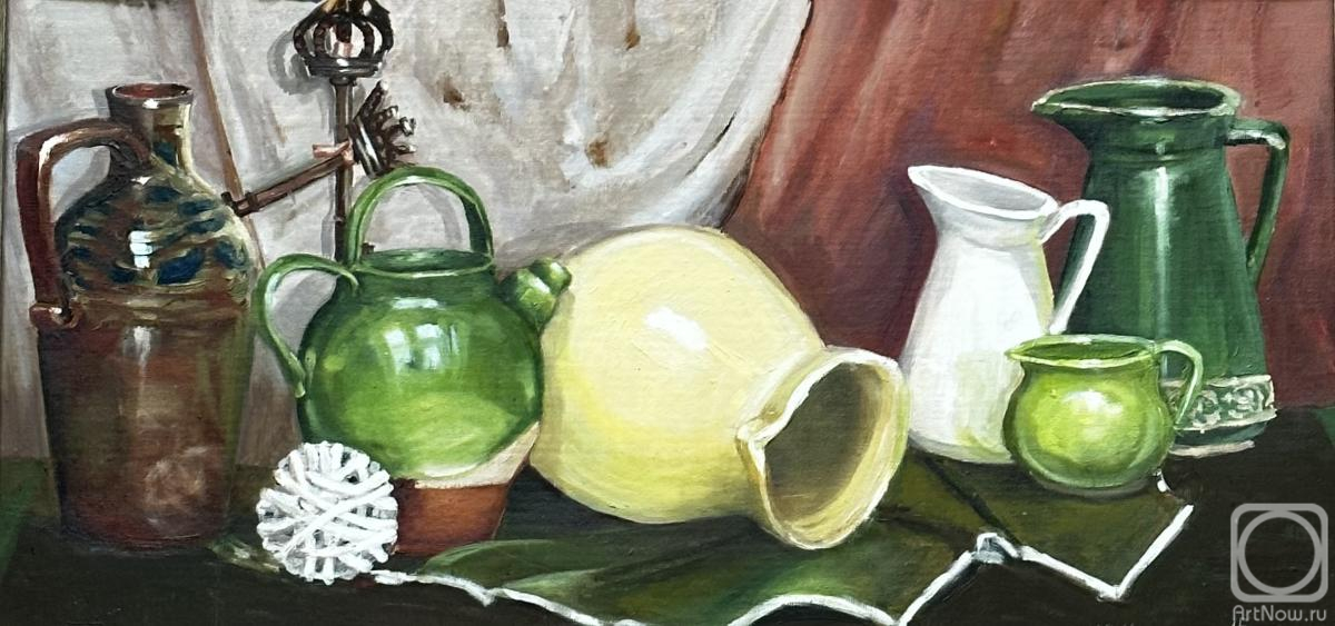 Malyutina Yuliya. Still Life with a Green Jug