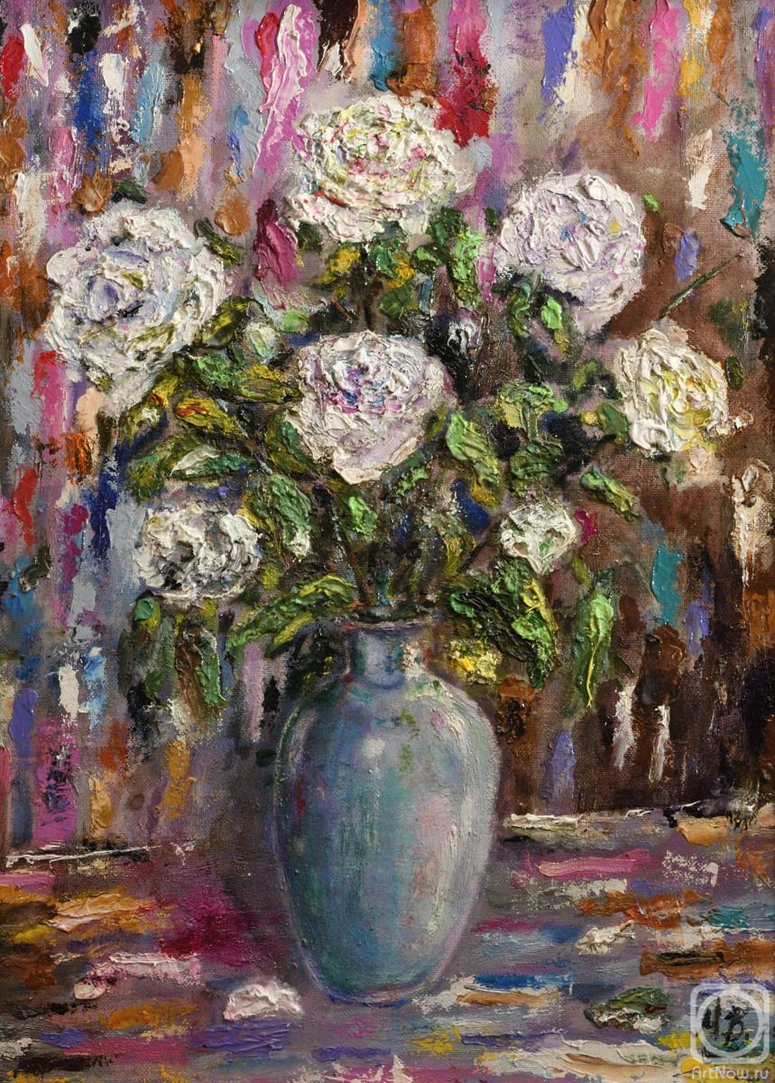 Volkova Marina. Peonies in a blue vase