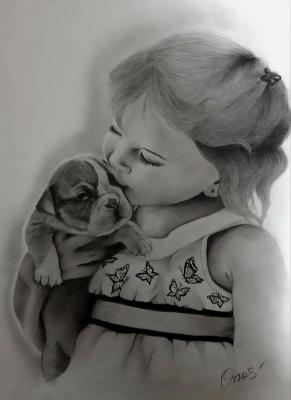 Toddler with a baby. Tyurina Oksana