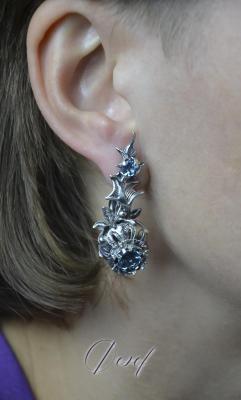 Thistle earrings with natural topazes. Dementiev Sergey