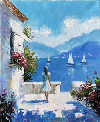 A Girl in a White Dress by the Sea from the Series "Sea Voyage". Shartaeva Lyazzat