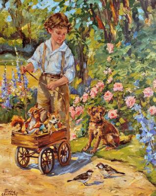 Dans le jardin ensoleille