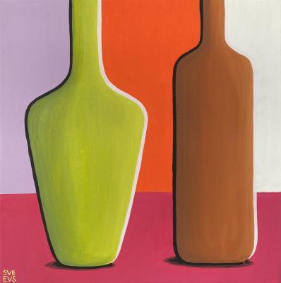 Interior still life with vase and bottle. Evseeva Svetlana