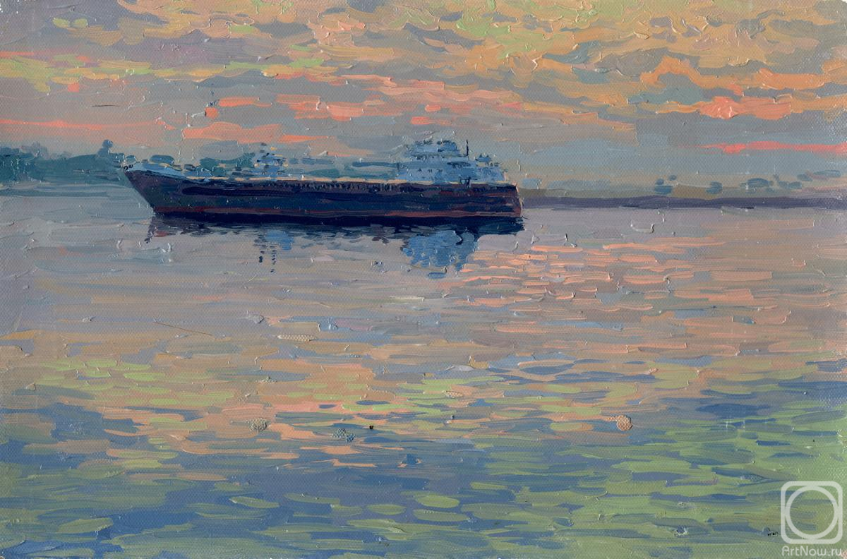 Kozhin Simon. Barge on the Volga