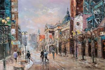 On the streets of old Europe. Evening in shades of lavender. Vlodarchik Andjei