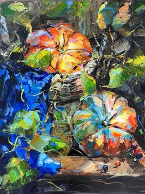 Riches of autumn. Still life with pumpkins. Rodries Jose