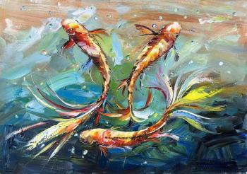 Koi carps. Japanese Lucky Goldfish # 33. Rodries Jose