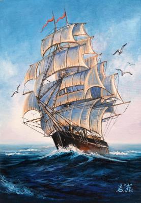 Sailboat at sea. Korableva Elena