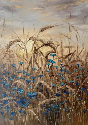 Картина «Васильки на закате»