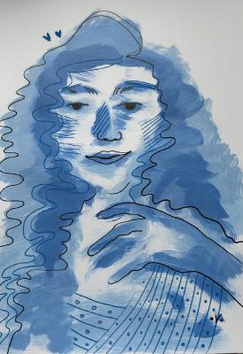 Abstract Portrait of Woman in Blue. Dudchak Vladlena
