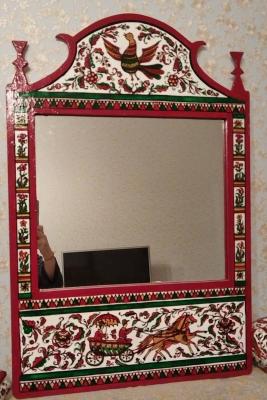 Russian painting. Russian traditions. The painted mirror. Baturina Natalya