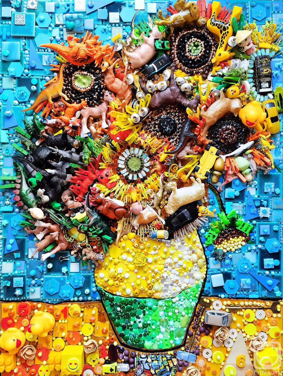 Bast Irina. Sunflowers for Van Gogh. Toys collage artwork