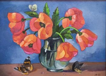Poppies and moths. Kovshik Aleksandr
