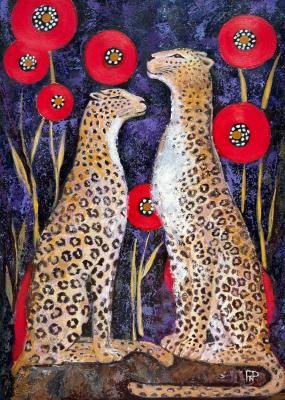 Leopards on a purple background. Piyanzina (Piarno) Natalya