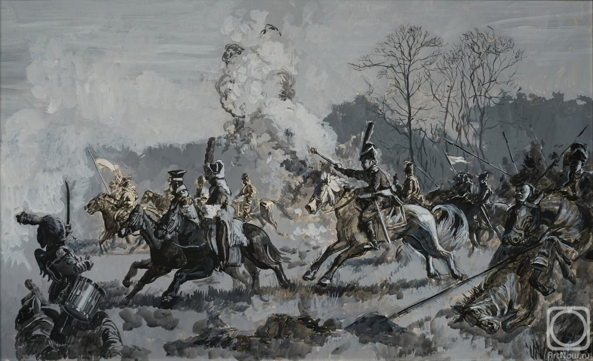 Kozhin Simon. Attack of the Don Cossacks of Ataman M. I. Platov near the town of Nesvizh on July 27, 1812