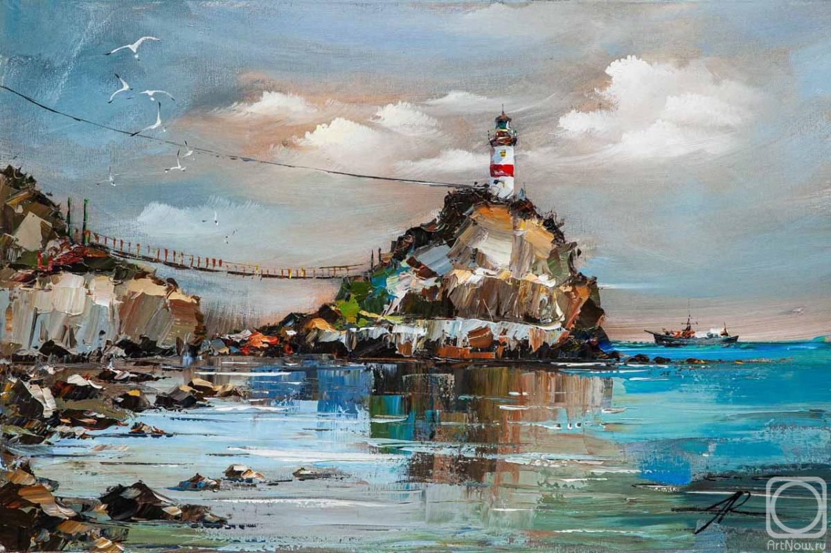 Rodries Jose. Leading to the goal. Basargin Lighthouse in Vladivostok