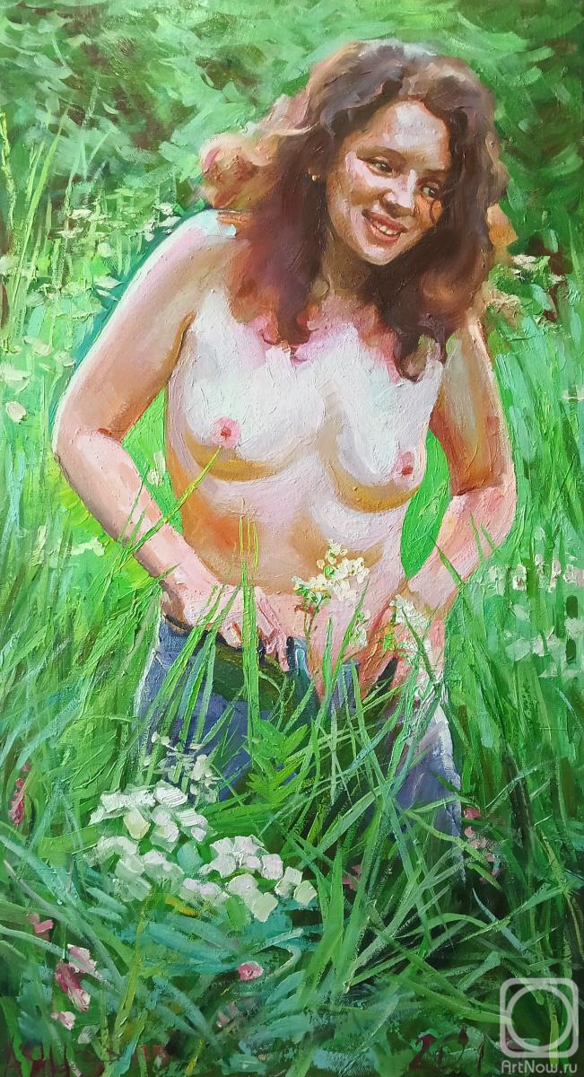 Dobrovolskaya Gayane. A girl unbuttoning her jeans