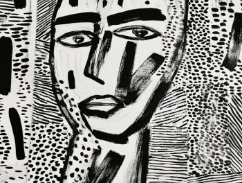 Black and White, lines, dots. Size: 42�60�m (16,5�23,4"). Dudchak Vladlena