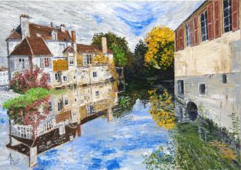 The autumn scene in Tonnerre. Lebedev Vladimir