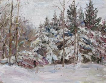 Snowfall in the forest