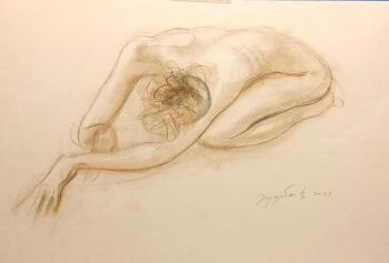 Nude reclining model. Hudobko Vladimir