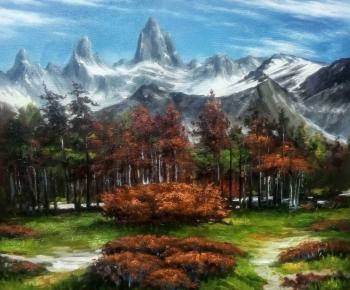 Autumn sunset in the mountains