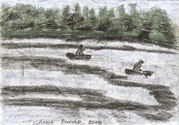 Картина «Двое рыбаков на реке»