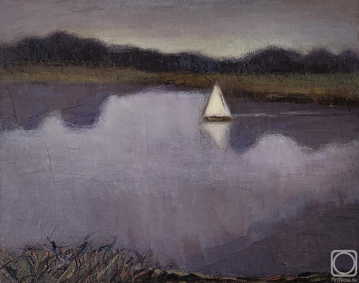 Dymsha Miloslava. Sailboat on Calm Lake