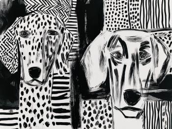 Abstraction with dogs, dots and doodles. Limited‑edition poster (1/5). Size: 42�60 cm. Dudchak Vladlena