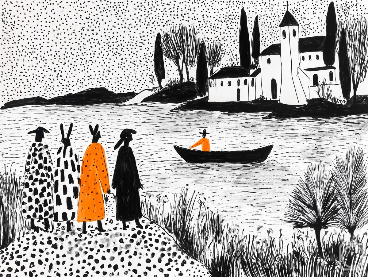 Dudchak Vladlena. Abstraction with rabbits. Seascape. Limitededition poster (1/5). Size: 42�60 cm