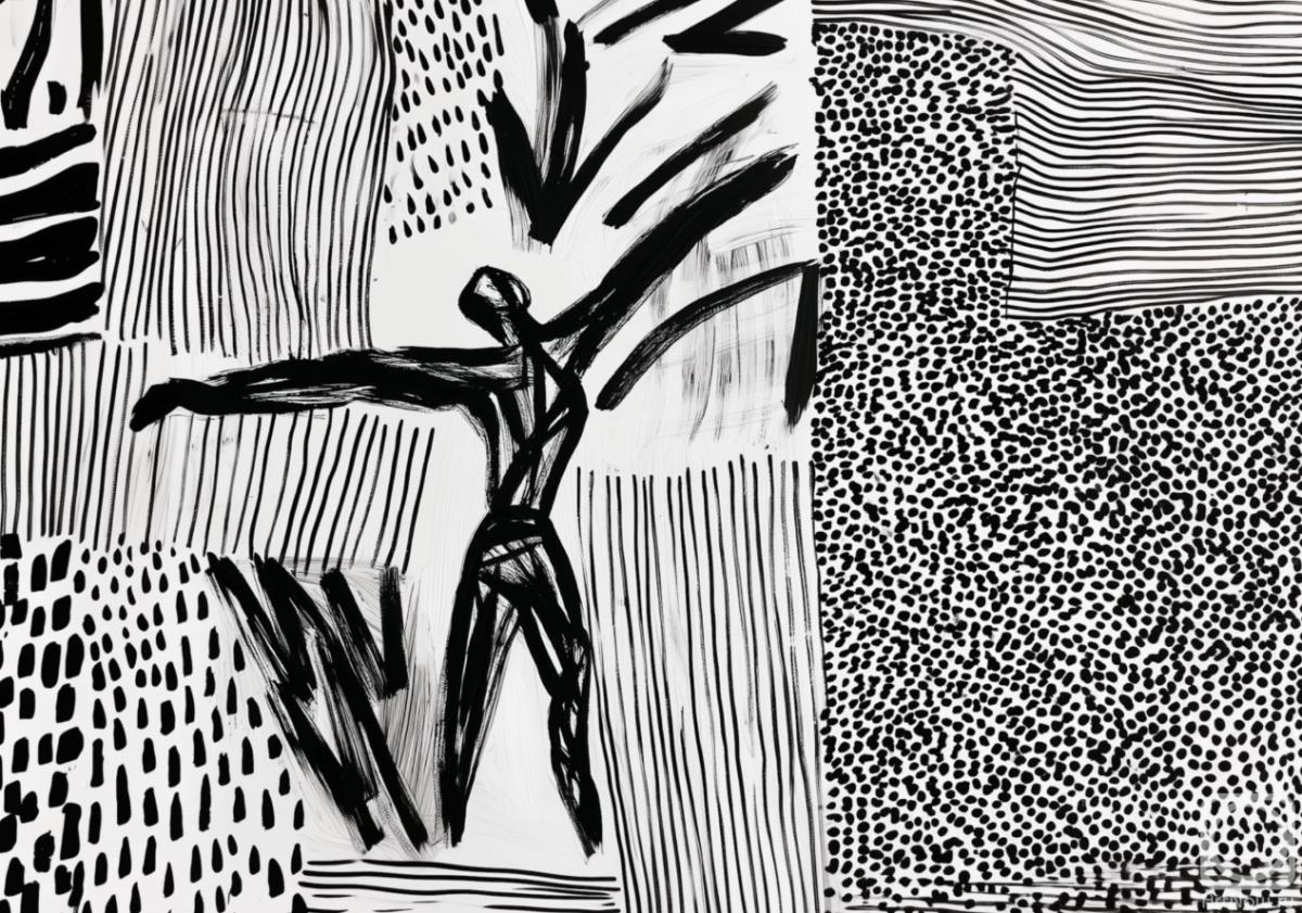 Dudchak Vladlena. Abstraction with scribbles and a figure. Limited�edition poster (1/5). Size: 42�60 cm